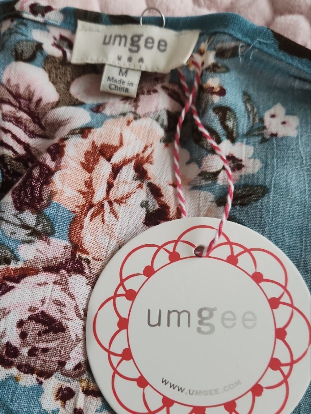 Umgee Teal Floral Open-Front Duster - Picture 2 of 6